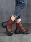 Momentlover Round-Toe Hook&Loop Platform Boots