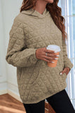 Momentlover Quilted Long Sleeve Hoodie with Pocket