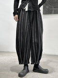 Momentlover Striped Patterns Split-Joint Wide Leg Loose Trousers Pants