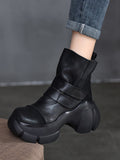 Momentlover Round-Toe Hook&Loop Platform Boots