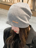 Momentlover Casual Keep Warm Applique Solid Color Hats&Caps