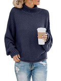 Momentlover Turtleneck Dropped Shoulder Sweater