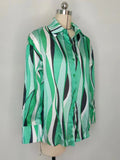 Momentlover Striped Contrast Color Loose Long Sleeves Lapel Blouses