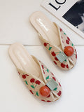 Momentlover Split-Joint Round-Toe Printed Open Toe Slippers