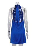Momentlover Tied Solid Color Backless Sleeveless Loose Halter-Neck Mini Dresses