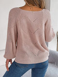 Momentlover Openwork Buttoned Square Neck Sweater