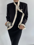 Momentlover Long Sleeves Color-Block Falbala Jackets