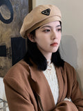 Momentlover 3 Colors Vintage Solid Color Woolen Beret Hat