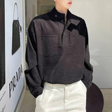Momentlover Spring Lapel Single Breasted Hoodies Top Men Fashion Long Sleeve Solid Sweatshirt Men Clothing Casual Pockets Sweatshirts