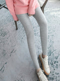 Momentlover Simple Skinny Leg Keep Warm Solid Color Leggings