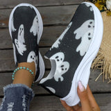 themeisles - Black Casual Patchwork Printing Round Comfortable Out Door Shoes