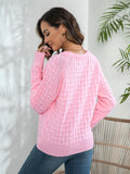 Momentlover Decorative Button Long Sleeve Sweater