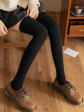 momentlover Casual Wool Solid Color Over The Knee Stockings Accessories