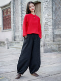 Momentlover Casual Loose Keep Warm Elasticity Solid Color Casual Pants Bottoms