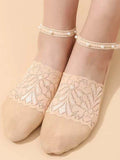 momentlover Casual Split-Joint Lace With Beads Socks Accessories
