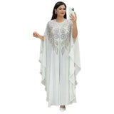 Momentlover Long Sleeves Loose Rhinestone Round-Neck Maxi Dresses