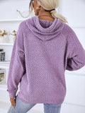Momentlover Texture Drawstring Long Sleeve Hooded Sweater