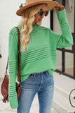Momentlover Round Neck Openwork Long Sleeve Pullover Sweater