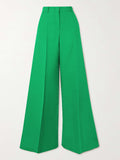 momentlover Wide Leg Solid Color Flared Trousers Pants