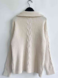 Momentlover Ribbed Half Zip Long Sleeve Sweater