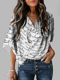 Momentlover Loose Short Sleeves Letter Print Shoulder Pad Heaps Collar T-Shirts Tops