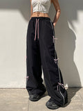 Loose Wide Leg Bowknot Drawstring Elasticity Split-Joint Pants Trousers