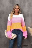 Momentlover Color Block Round Neck Dropped Shoulder Sweater
