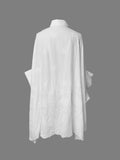 Momentlover Cap Sleeve Loose Asymmetric Solid Color Lapel Collar Blouses&Shirts Tops