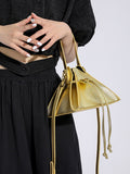 Momentlover Split-Joint Solid Color Drawstring Triangle Handbags