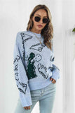 Momentlover Dinosaur Pattern Round Neck Sweater