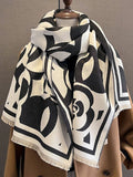 Momentlover Knitted Flower Keep Warm Fringed Shawl&Scarf