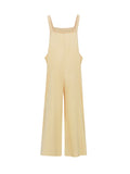 Momentlover Solid Color Wide Leg Loose Square-Neck Overalls