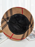 Momentlover Casual Plaid Keep Warm Suede Fisherman Hat