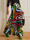 momentlover High Waisted Abstract Printed Skirts Bottoms