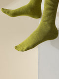 momentlover Solid Color Pleated Socks