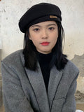 Momentlover Casual Keep Warm Solid Color Beret Hat