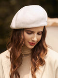 Momentlover Vintage Wool Solid Color Beret Hat