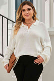 Momentlover Plus Size Quarter-Button Collared Sweater