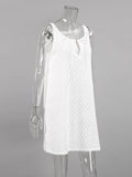 Momentlover Tied Split-side Solid Color Sleeveless Loose V-neck Mini Dresses