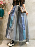 Momentlover Vintage Wide Leg Elasticity Split-Joint Jean Pants Bottoms