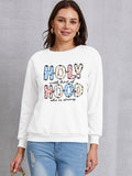 Momentlover HOLY WITH HINT OF HOOD SHE IS STRONG Round Neck Sweatshirt