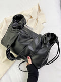 Momentlover Zipper Solid Color Pleated Handbags