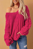 Momentlover Cable Knit V-Neck Sweater