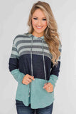 Momentlover Striped Drawstring Long Sleeve Hoodie