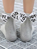 momentlover Tide Letter Bow Decoration Socks