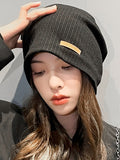 Momentlover Casual Keep Warm Applique Solid Color Hats&Caps
