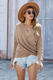 Momentlover V Neck Wrap Front Knitted Top