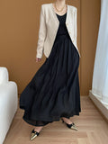 Momentlover Solid Color Pleated A-Line Skirts Bottoms