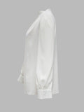 momentlover Simple Long Sleeves Puff Sleeves Asymmetric High-Neck Blouses&Shirts Tops