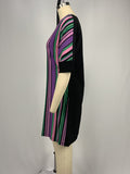 Momentlover Striped Contrast Color Asymmetric Plus Size Loose Round-neck Mini Dresses